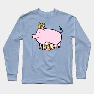 Funny Easter Bunny Ears on Pig Long Sleeve T-Shirt